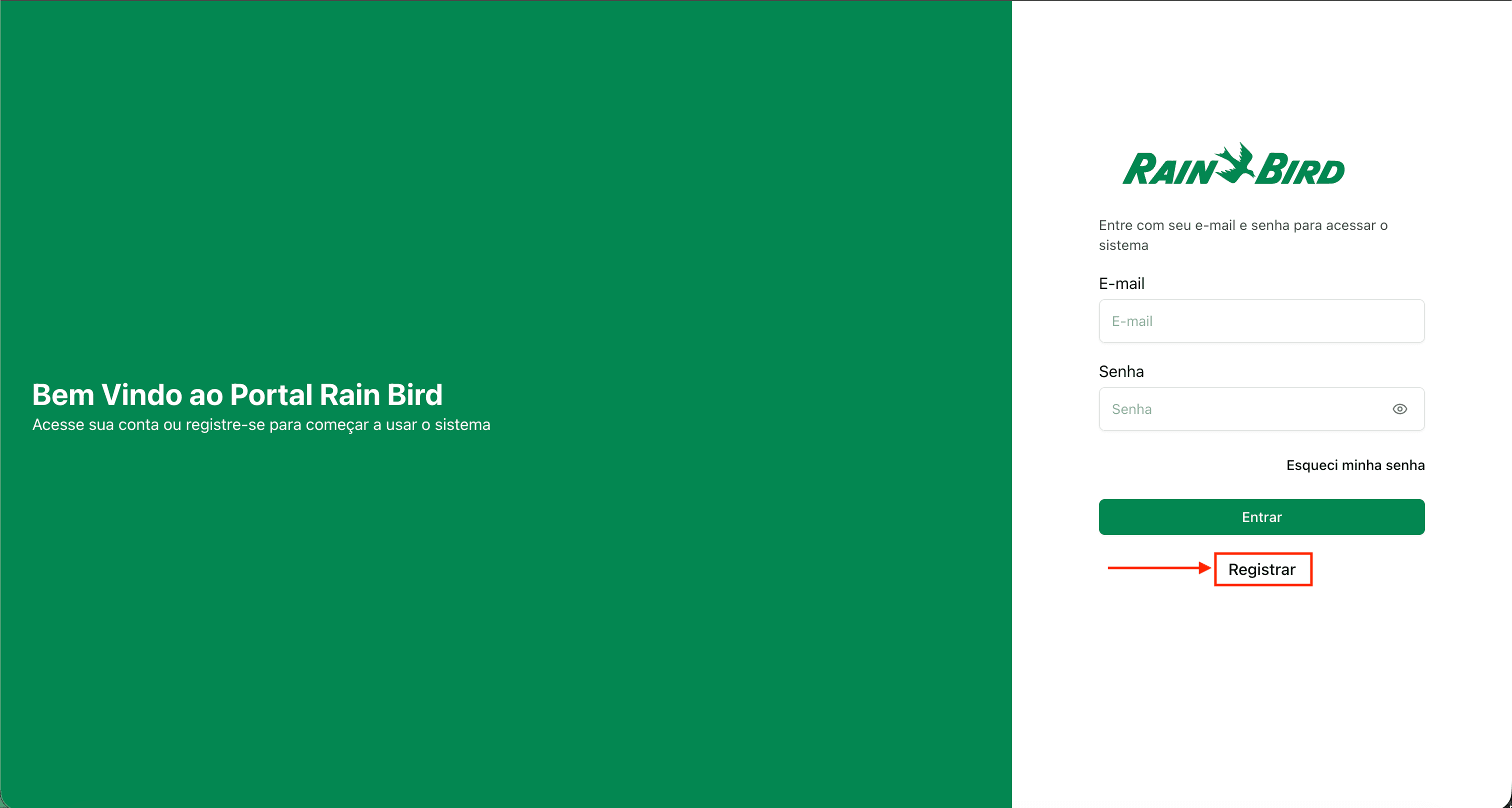 Tela de criação de conta