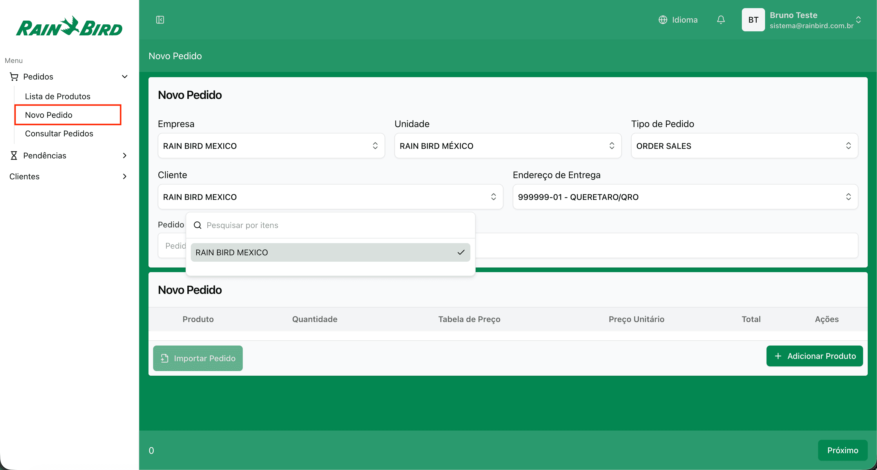 Selecionar cliente